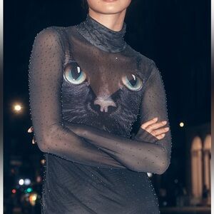 AFRM Long-Sleeve Mock-Neck
Printed Midi Dress